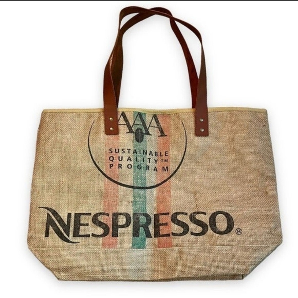 Nespresso Jute Burlap Large Tote Bag Gem